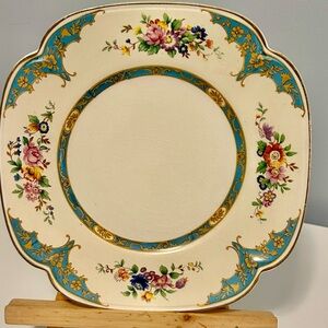 Vintage Johnson Brothers Belgravia Floral Display Plate Turquoise